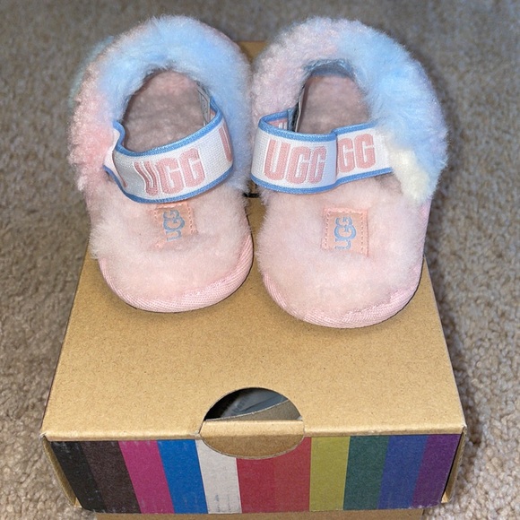 UGG Fluff Slide Pink, Blue,White Size7 - Picture 3 of 9